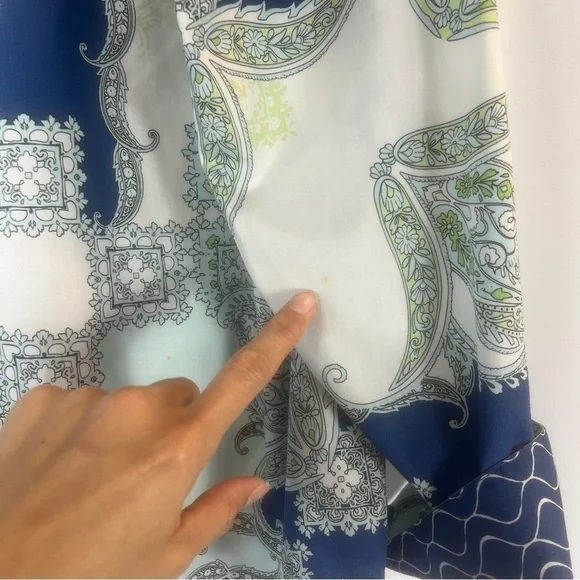 CHICO'S PAISLEY POP GIANA BLOUSE SZ  3 Paisley Print Blue and Green Women's Top - Picture 14 of 15